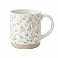 Keramikbecher 400 ml Cremefarben mit Blumenmuster für Heißgetränke