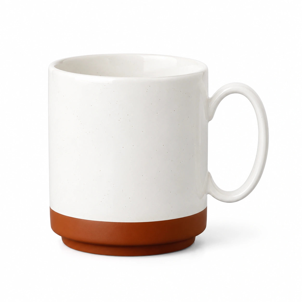 Keramiktasse 350 ml Weiß Braun für Heißgetränke mit glatter Glasur