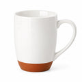 Kaffeebecher 350 ml aus Keramik Weiß/Terrakotta mit Henkel