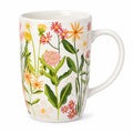 Keramikbecher 450 ml Weiß mit Blumenmotiv für Heißgetränke
