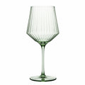 Weinglas 450 ml aus grünem Glas - geriffelte Kelchform für Wein
