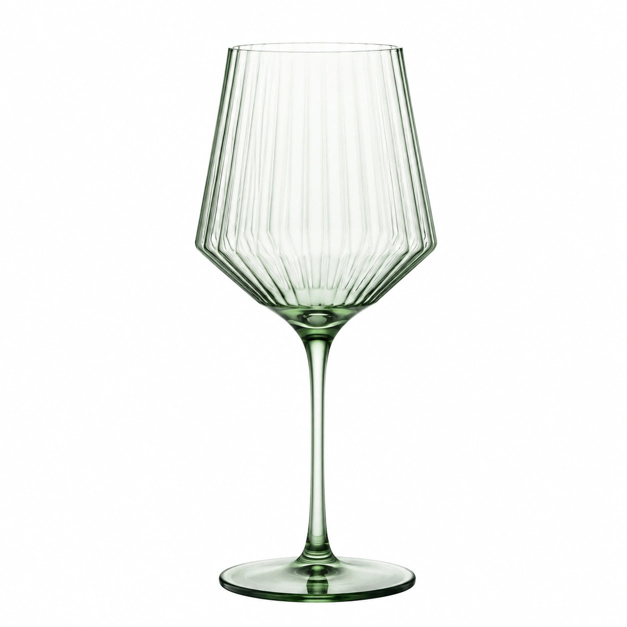 Weinglas 450 ml aus grünem Glas - geriffelte Kelchform für Wein