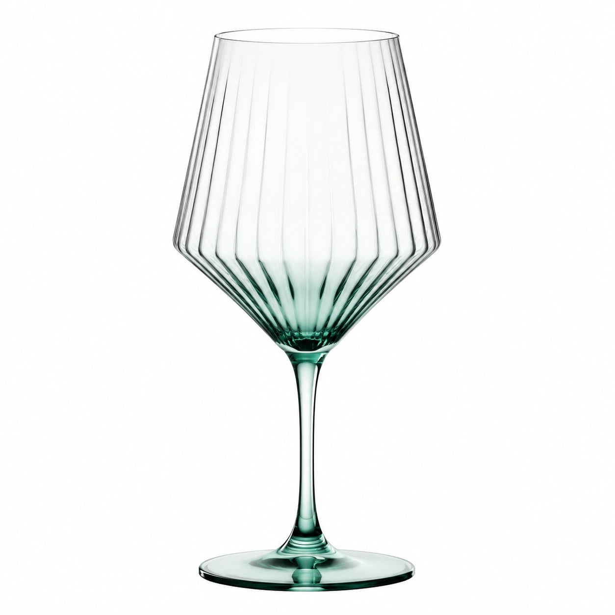 Weinglas 500 ml aus Glas transparent grün geripptes Stielglas