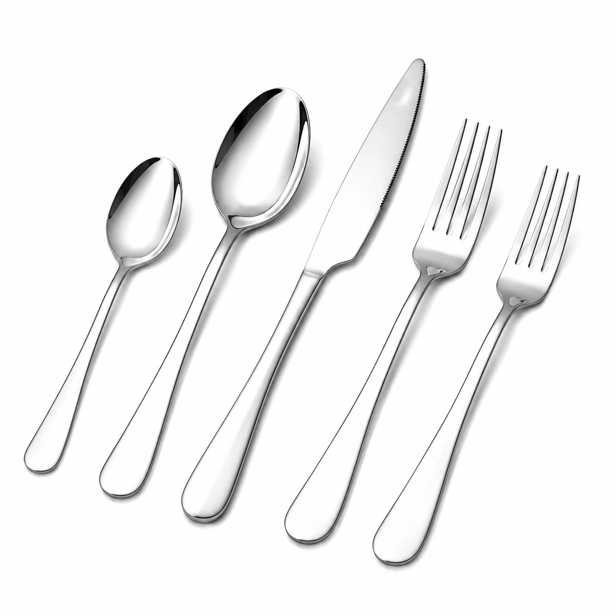 Besteckset 5-teilig Edelstahl Silber poliert für den Esstisch