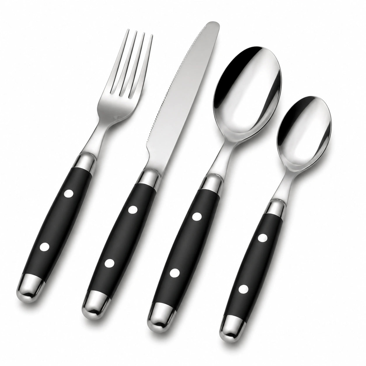 Besteckset 4-teilig 22 cm Edelstahl Schwarz glänzend für den Esstisch