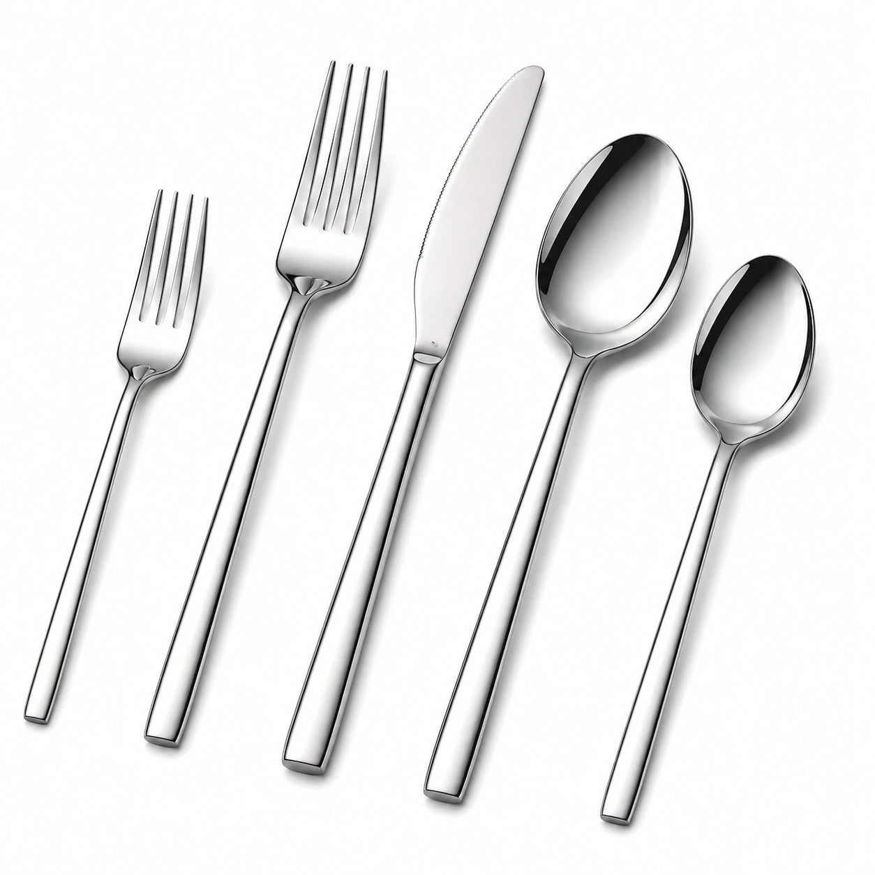 Besteckset 5-teilig aus Edelstahl Silber poliert für den Tisch