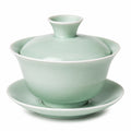 Gaiwan Teeschale 10.0 cm Porzellan Mintgrün für losen Tee mit Deckel und Untertasse