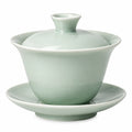 Teeschale mit Deckel 180 ml Porzellan Hellgrün für losen Tee klassisches Gaiwan-Set