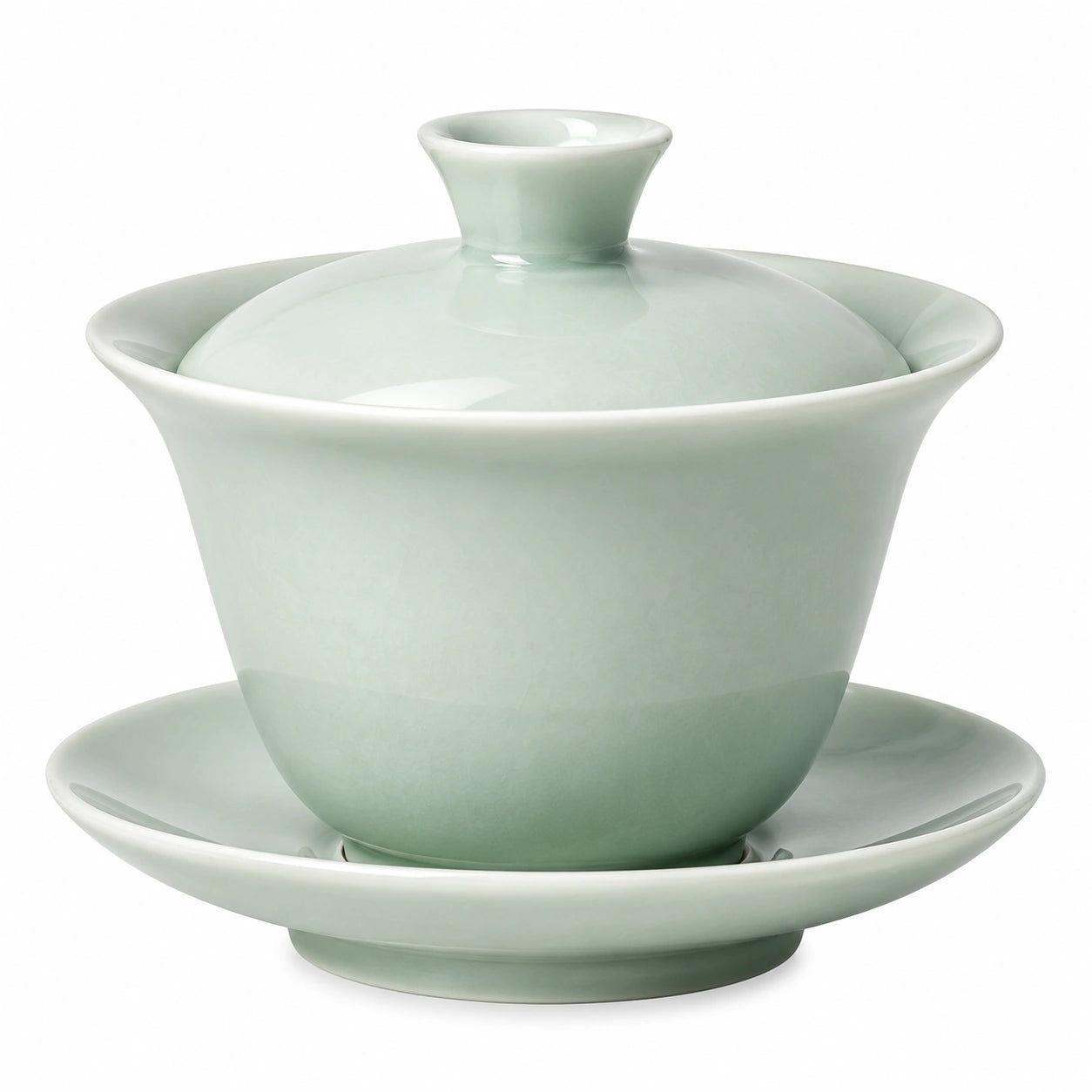 Teeschale mit Deckel 180 ml Porzellan Hellgrün für losen Tee klassisches Gaiwan-Set