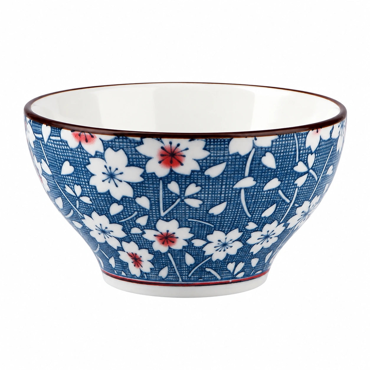 Keramikschüssel 15 cm Blau Weiß mit Blumenmuster für Speisen