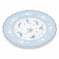 Servierteller 30 cm aus Keramik Hellblau Weiß mit Blumenmuster im klassischen Stil