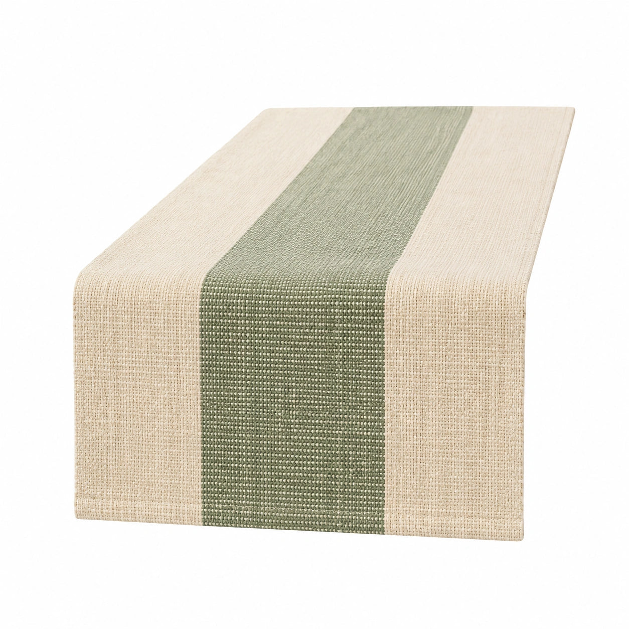 Tischläufer 180 x 40 cm Textilgewebe Beige Grün für Esstische gestreiftes Design